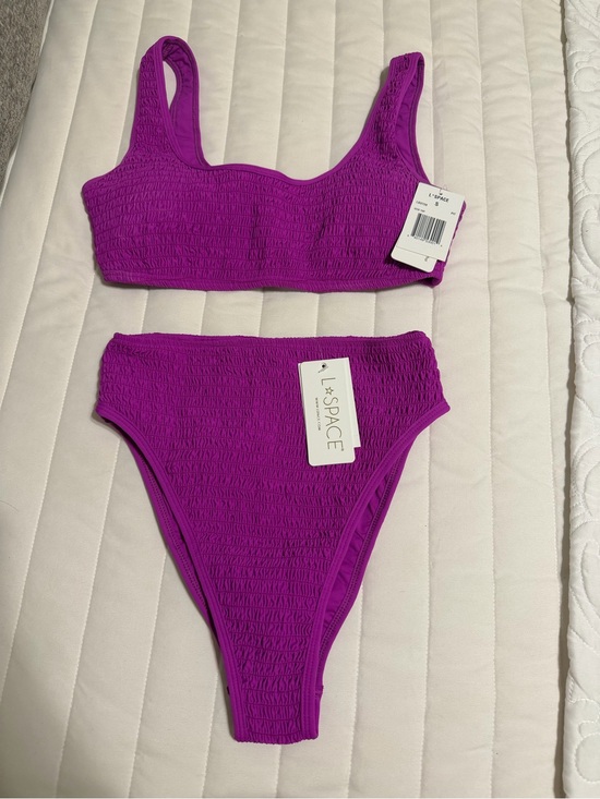 l*space Other - l*space Smocked Two-Piece Bikini in Vibrant Magenta